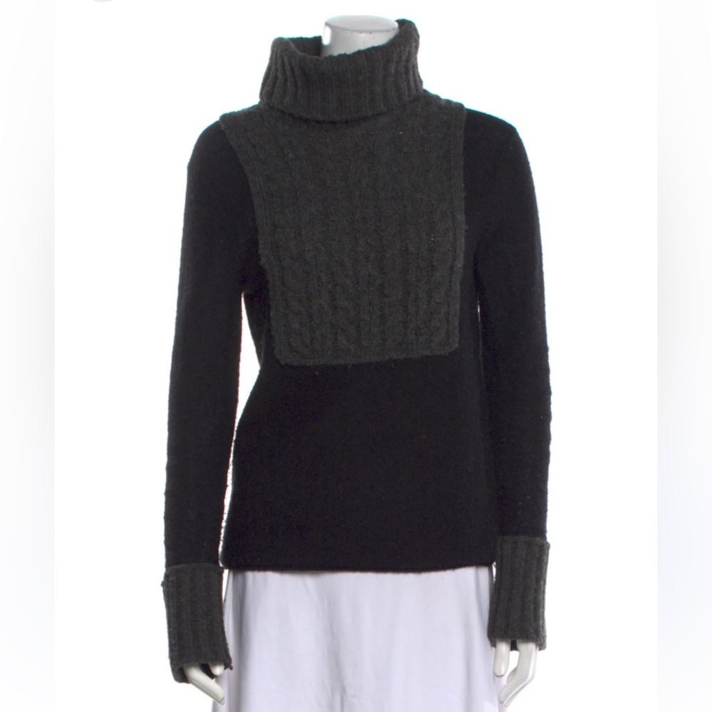 TORY BURCH Sweater Women Medium Alpaca Gretchen Mixed-Knit Cable Knit Turtleneck